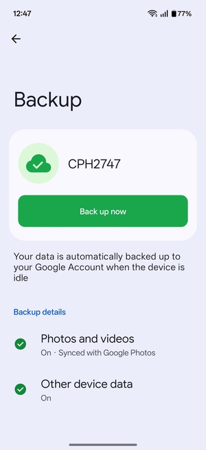 Select Back up now