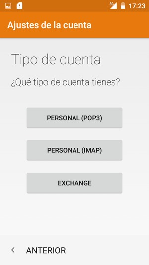 Seleccione PERSONAL (POP3) o PERSONAL (IMAP)
