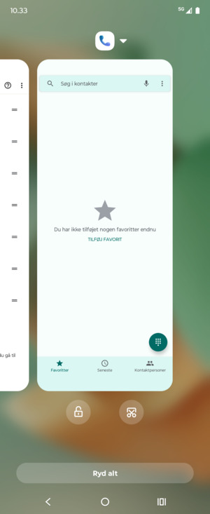 Vælg Ryd alt for at lukke alle åbne apps