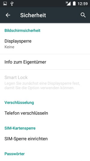 Wählen Sie Displaysperre