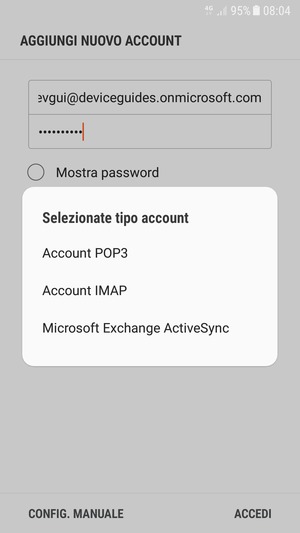 Seleziona Microsoft Exchange ActiveSync