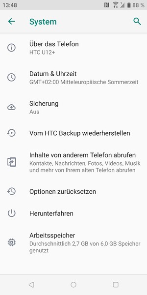 Wählen Sie Sicherung