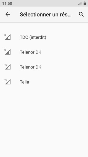 Sélectionnez un opérateur réseau dans la liste