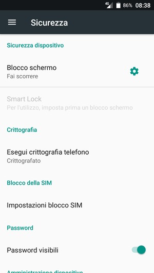 Seleziona Blocco schermo