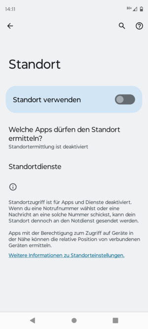 Schalten Sie Standort verwenden aus