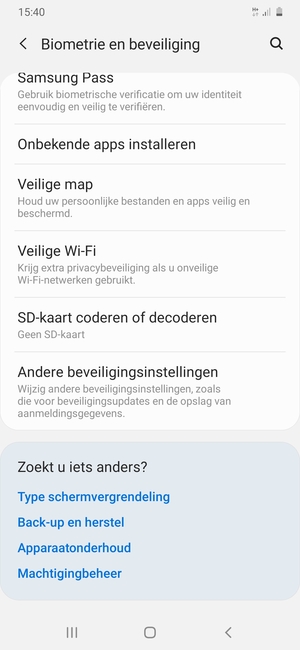 Scroll naar en selecteer Andere beveiligingsinstellingen