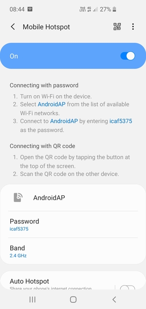 Your phone is now set up for use as a modem