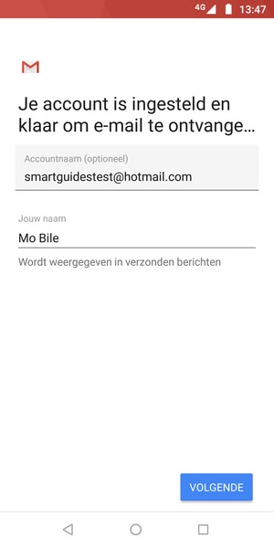 Geef uw account een naam en voer uw naam in. Selecteer VOLGENDE