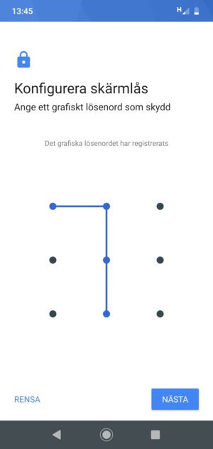 Rita ett upplåsningsmönster och välj NÄSTA