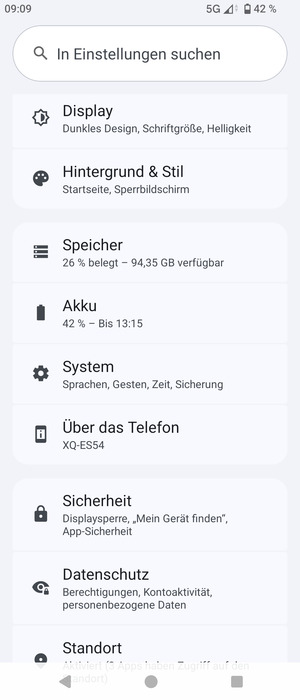 Scrollen Sie und wählen Sie System