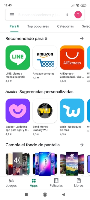 Seleccione la barra de Búsqueda