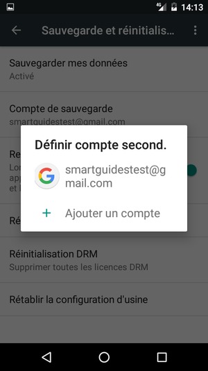 Sélectionnez votre compte de sauvegarde