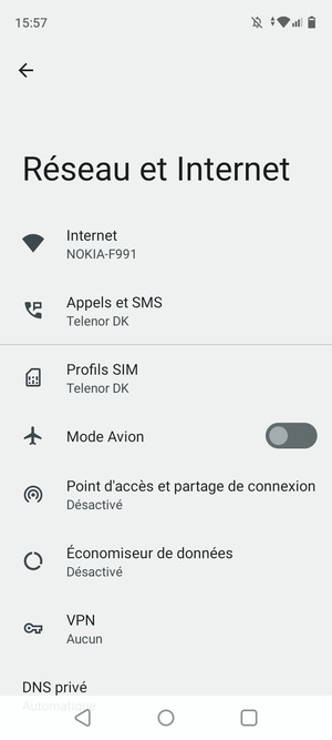 Sélectionnez Profils SIM