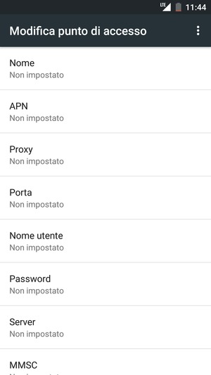 Inserisci le informazioni di Internet