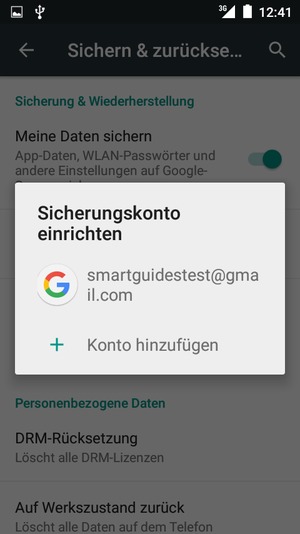 Wählen Sie Ihr Sicherungskonto