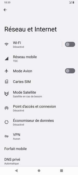 Sélectionnez Réseau mobile