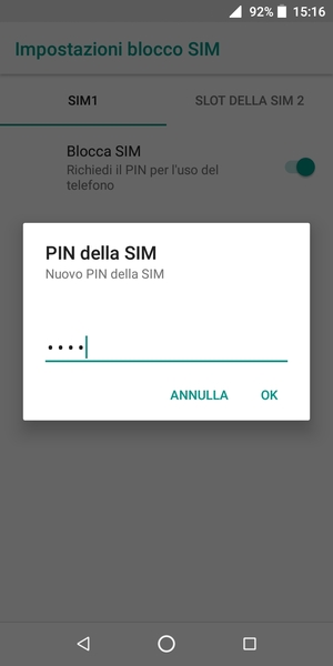 Inserisci Nuovo PIN della SIM e seleziona OK