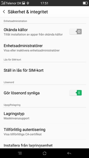 Välj Ställ in lås för SIM-kort