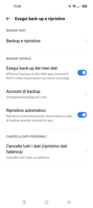 Seleziona Account di backup