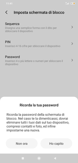 Seleziona Ho capito