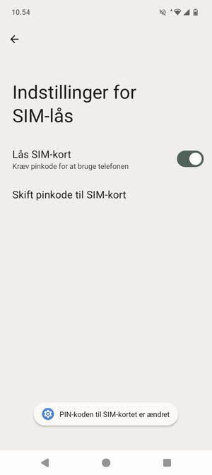 Din PIN-kode til SIM-kort er nu ændret