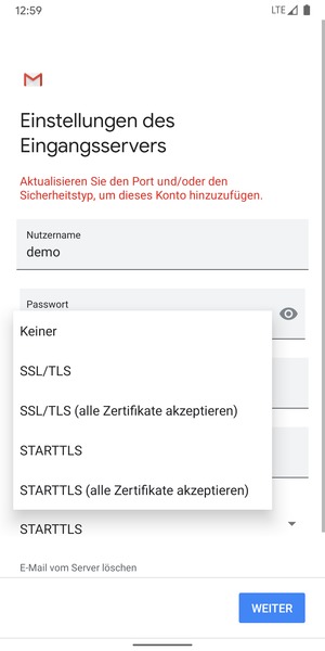 Wählen Sie Keiner und WEITER