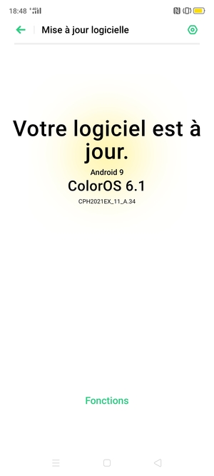 Si votre téléphone est à jour, vous verrez l'écran suivant