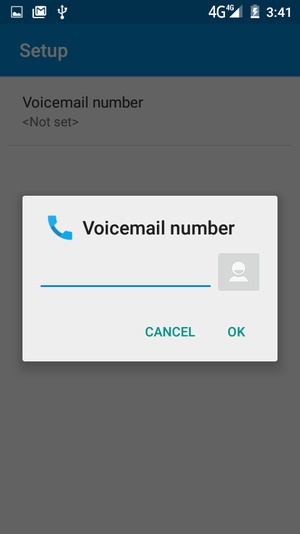 Enter the Voicemail number and select OK