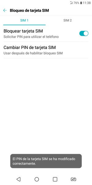 Su PIN de la tarjeta SIM ha sido cambiado
