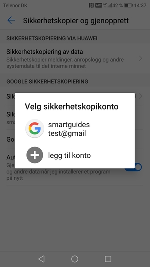 Velg sikkerhetskopi-kontoen din