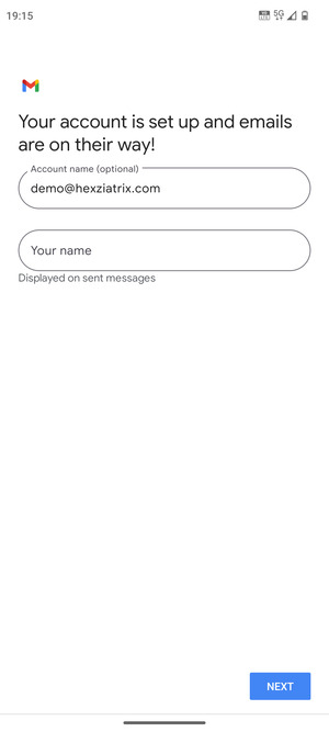 Give your account a name and enter your name. Select NEXT