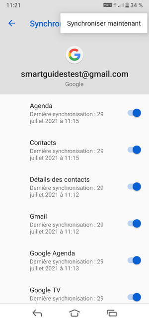Sélectionnez Synchroniser maintenant