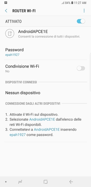 Il telefono è ora pronto per essere usato come modem