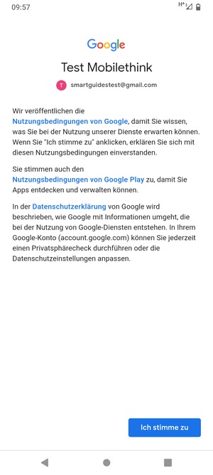 Wählen Sie Ich stimme zu