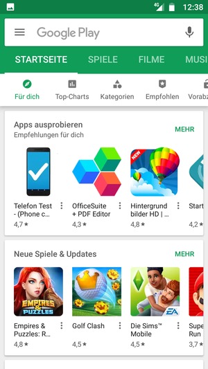 Wählen Sie die Suchleiste