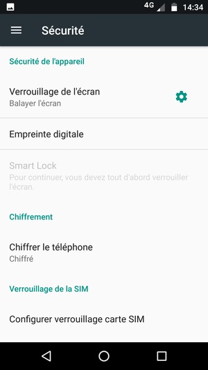 Sélectionnez Configurer verrouillage carte SIM