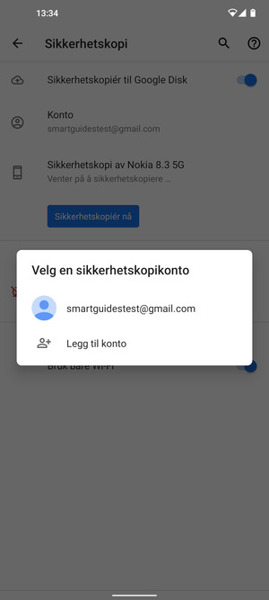 Velg sikkerhetskopi-kontoen din