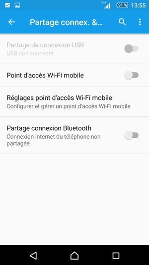 Sélectionnez Réglages point d'accès Wi-Fi mobile