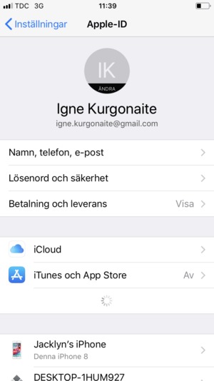 Välj iCloud