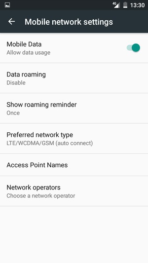 Select Data roaming