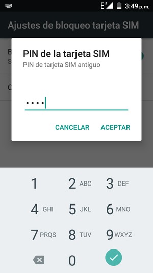 Introduzca su PIN de la tarjeta SIM antiguo y ACEPTAR