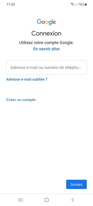 Saisissez votre adresse Gmail et sélectionnez Suivant