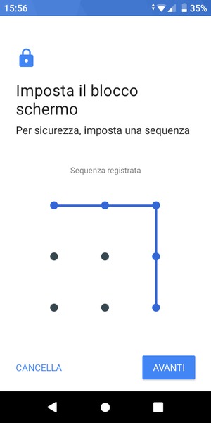 Disegna una sequenza di sblocco e seleziona AVANTI