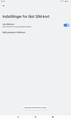 Din Pinkode til SIM-kort er nu ændret