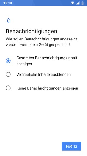 Wählen Sie die gewünschte Option und wählen Sie FERTIG