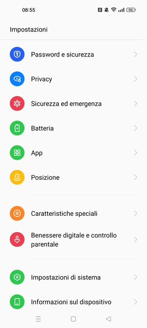 Scorri e seleziona Password e sicurezza