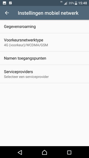 Selecteer Gegevensroaming