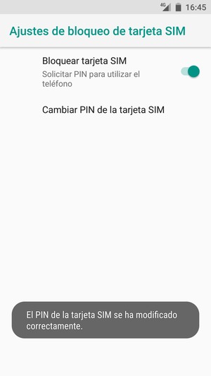 Su PIN de la tarjeta SIM ha sido cambiado