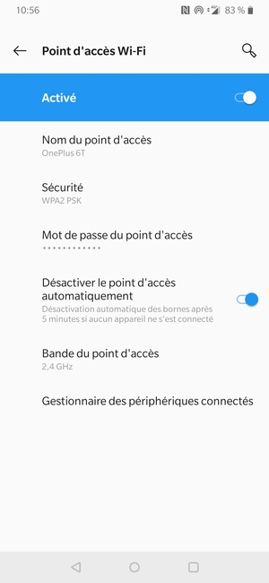 Votre téléphone est maintenant configuré pour être utilisé comme modem