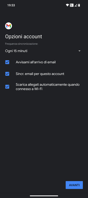 Seleziona AVANTI